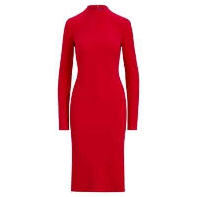 Ralph Lauren Matilda Wool Crepe Dress Bright Red