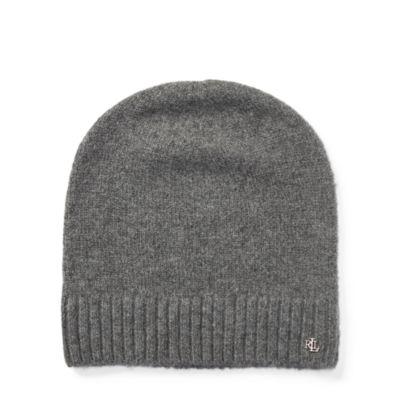Ralph Lauren Lrl Monogram Beanie Med Grey Hthr