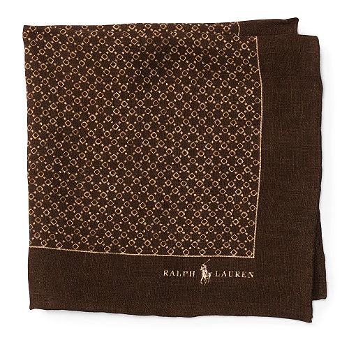 Polo Ralph Lauren Neat Linen Pocket Square Brown