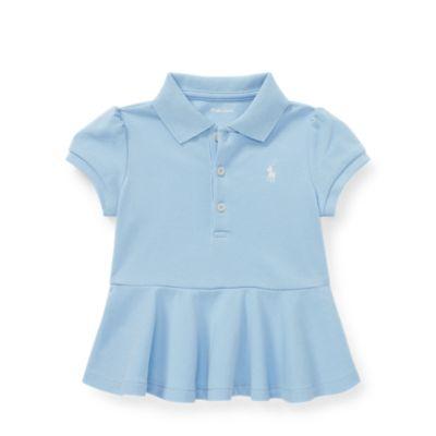 Ralph Lauren Cotton Piqu Peplum Polo Shirt Elite Blue 12m