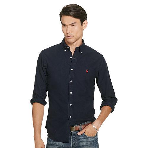 Polo Ralph Lauren Slim Garment-dyed Oxford Shirt Hunter Navy