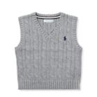 Ralph Lauren Cable-knit Cotton Sweater Vest Andover Heather 18m