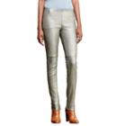 Ralph Lauren Lauren Metallic Stretch Leather Pant Grey