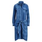 Ralph Lauren Plaid Linen Shirtdress Blue Plaid