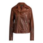 Ralph Lauren Tumbled Leather Moto Jacket Sequoia