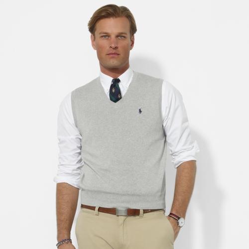 Polo Ralph Lauren Pima Cotton V-neck Vest Light Grey Heather