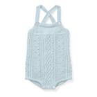 Ralph Lauren Aran-knit Cotton Shortall Beryl Blue 9m