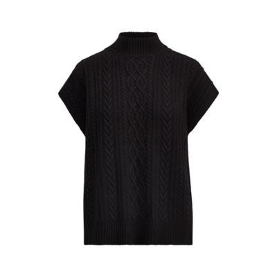 Ralph Lauren Cable Wool Cap-sleeve Sweater Polo Black