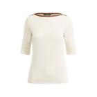 Ralph Lauren Faux-suede-trim Boatneck Top Natural Sp