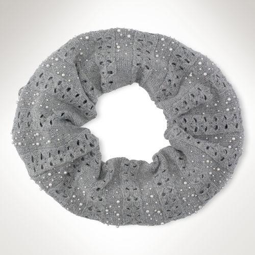 Ralph Lauren Lauren Beaded Funnel Scarf Fawn Grey Hthr