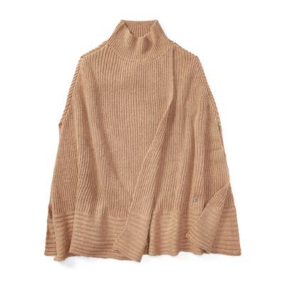 Ralph Lauren Ribbed Mockneck Poncho Camel