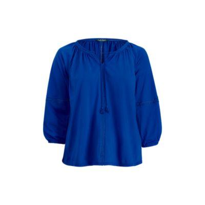 Ralph Lauren Crinkled Cotton Top Mosaic Blue