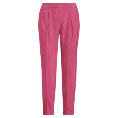 Ralph Lauren Skinny Pleated Twill Pant Rich Cranberry