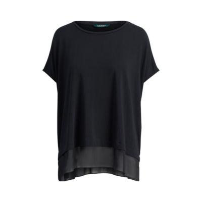 Ralph Lauren Sheer-panel Jersey Top Polo Black