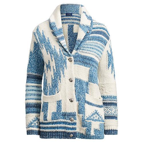 Polo Ralph Lauren Southwestern Shawl Cardigan Cream/blue Multi