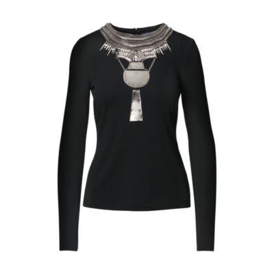 Ralph Lauren Janine Beaded Jersey Top Black