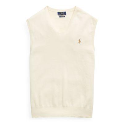 Ralph Lauren Cotton V-neck Sweater Vest Cresent Cream