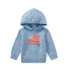 Ralph Lauren Intarsia Flag Cotton Hoodie Light Blue Indigo 3m