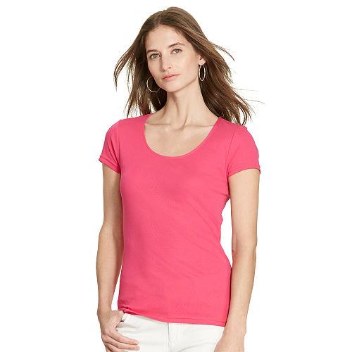 Ralph Lauren Lauren Stretch Cotton Scoopneck Tee Pink