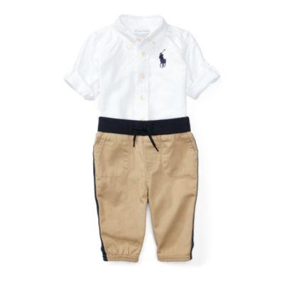 Ralph Lauren Cotton Oxford & Jogger Set White 6m