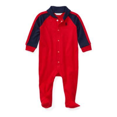 Ralph Lauren Cotton Shawl-collar Coverall Rl Red 9m