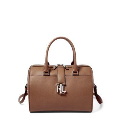 Ralph Lauren Pebble Leather Braelyn Satchel Burnished Brown
