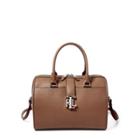 Ralph Lauren Pebble Leather Braelyn Satchel Burnished Brown