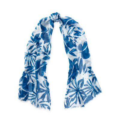 Ralph Lauren Palm-leaf Cotton-blend Scarf Navy