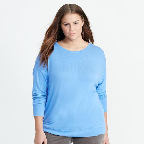 Ralph Lauren Lauren Woman Relaxed Jersey Top Blue Cascade