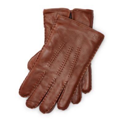 Ralph Lauren Leather Touch Screen Gloves Snuff