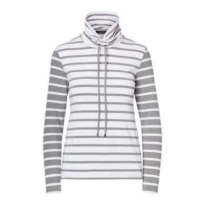 Ralph Lauren Striped Funnelneck Pullover White/grey Hthr