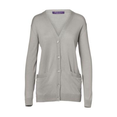 Ralph Lauren Cashmere V-neck Cardigan Lux Light Grey Melange