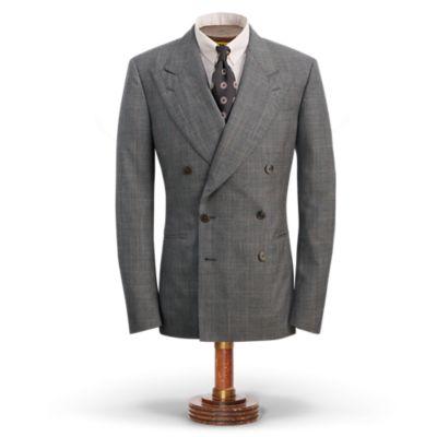 Ralph Lauren Plaid Wool Suit Jacket Black White Orange