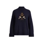 Ralph Lauren Crest Embroidered Wool Sweater Navy