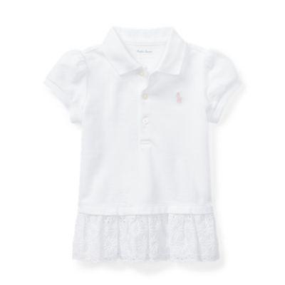 Ralph Lauren Eyelet-hem Mesh Polo Shirt White 18m
