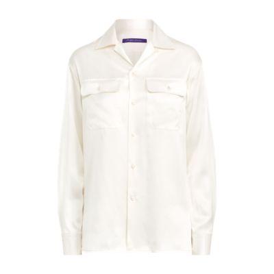 Ralph Lauren Tillery Silk Camp Shirt Cream