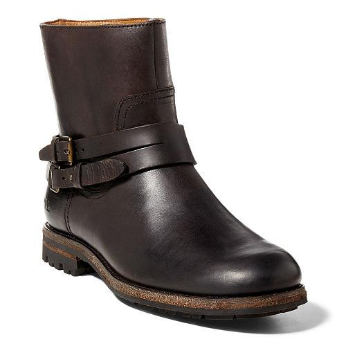 Polo Ralph Lauren Mersey Leather Moto Boot Dark Brown