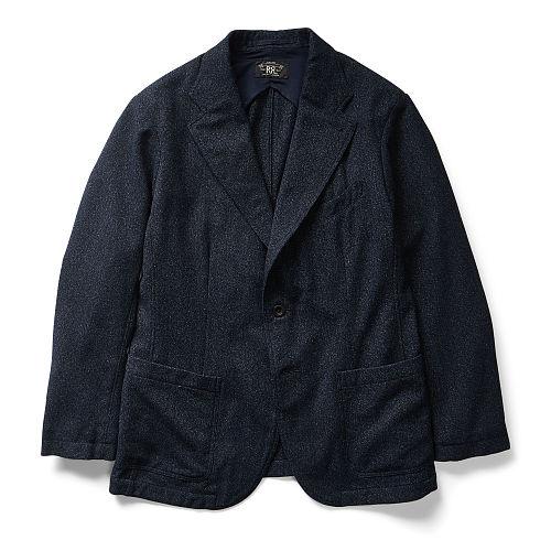 Ralph Lauren Rrl Indigo Wool-cotton Sport Coat Navy Seal Multi