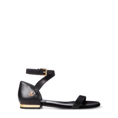 Ralph Lauren Davison Leather Sandal Black