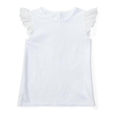 Ralph Lauren Cotton Flutter-sleeve Tee White 12m