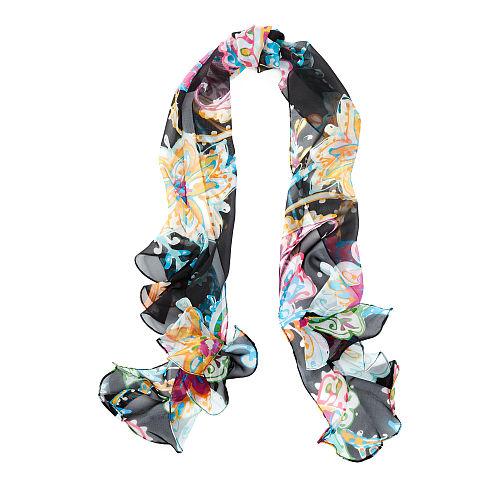 Ralph Lauren Lauren Leandra Ruffled Chiffon Scarf Black
