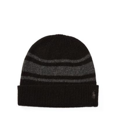 Ralph Lauren Rugby-stripe Wool-cashmere Hat Black/charcoal
