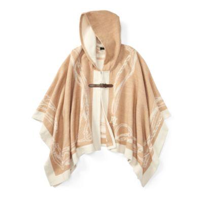 Ralph Lauren Bridle-print Hooded Poncho Camel/cream