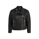 Ralph Lauren Tumbled Leather Moto Jacket Polo Black