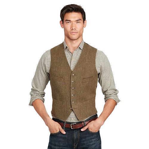 Polo Ralph Lauren Tick-weave Wool Vest Olive Melange