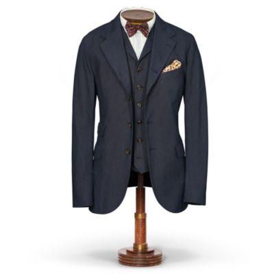 Ralph Lauren Bryant Cotton Suit Jacket Indigo White