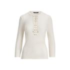 Ralph Lauren Ribbed Cotton Lace-up Top Mascarpone Cream