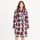 Ralph Lauren Lauren Plaid Plush Fleece Robe Plaid Cream/blue/red