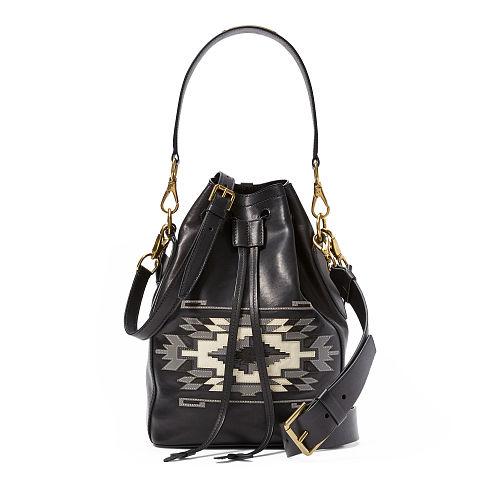 Ralph Lauren Appliqud Ricky Drawstring Bag Black