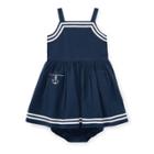 Ralph Lauren Cotton Seersucker Dress Summer Navy 6m